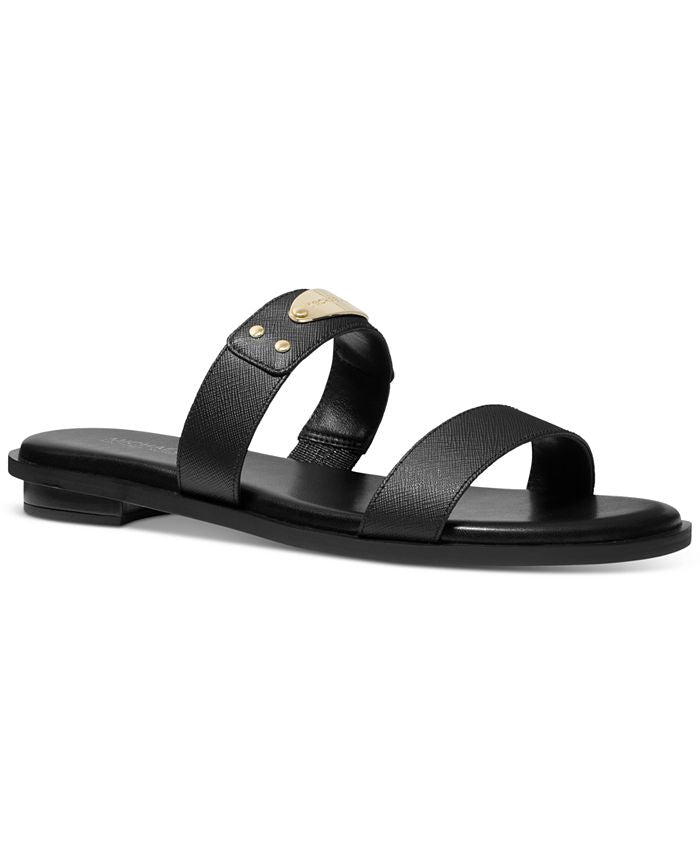 Michael Kors Women's Logo Plate Slide Sandal Black Size 5
