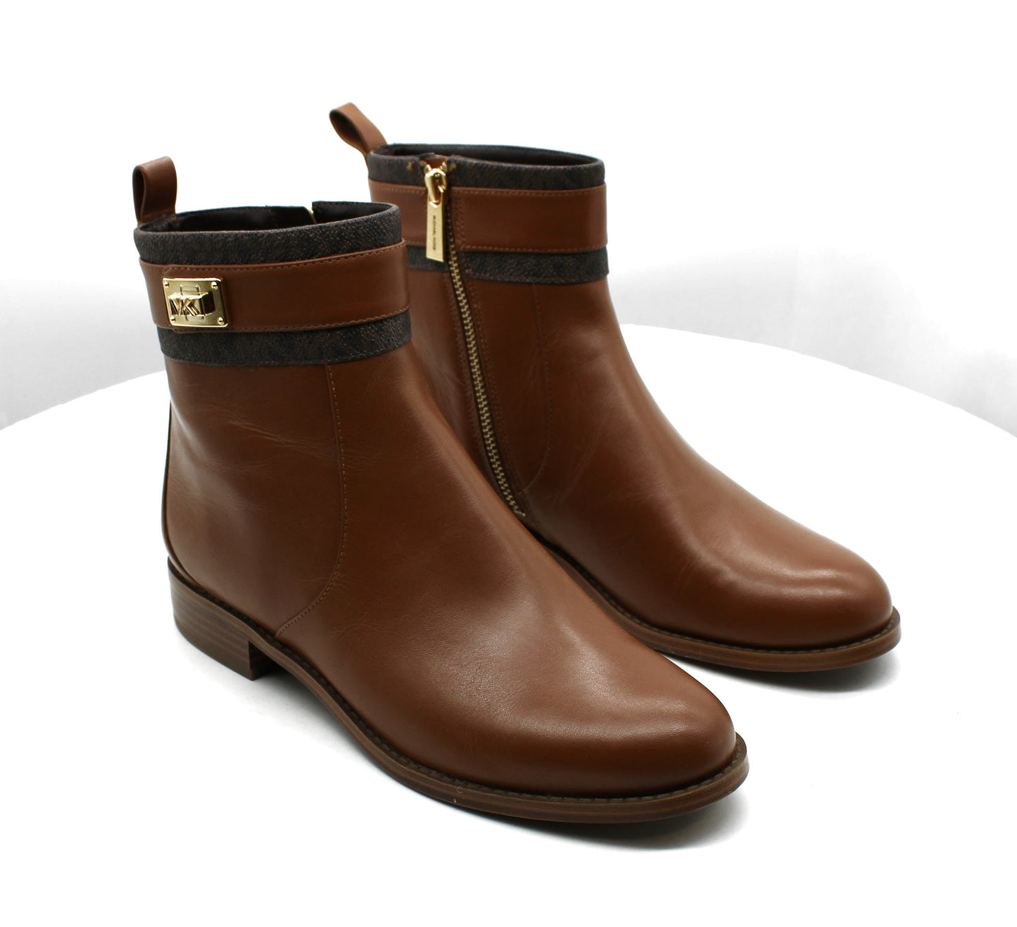 Michael Kors Women's Padma Strap Low Heel Booties Brown Size 6.5