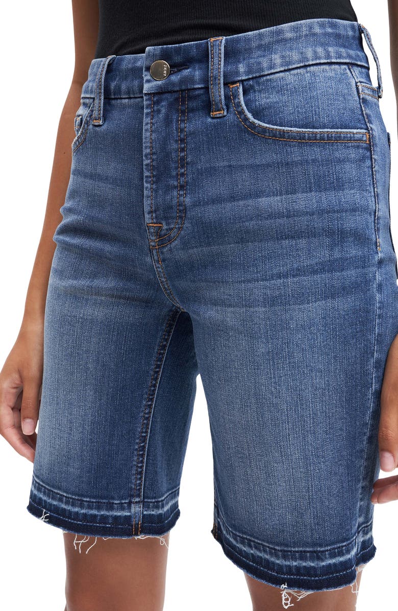 7 For All Mankind Women's High Waist Released Hem Denim Bermuda Shorts Blue Size 16