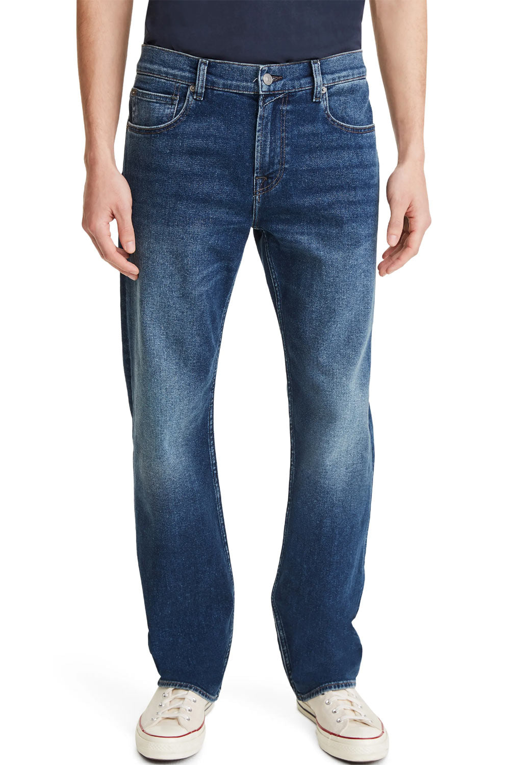 7 For All Mankind Men's Austyn Relaxed Fit Jeans in Twin Peaks Blue Size 34