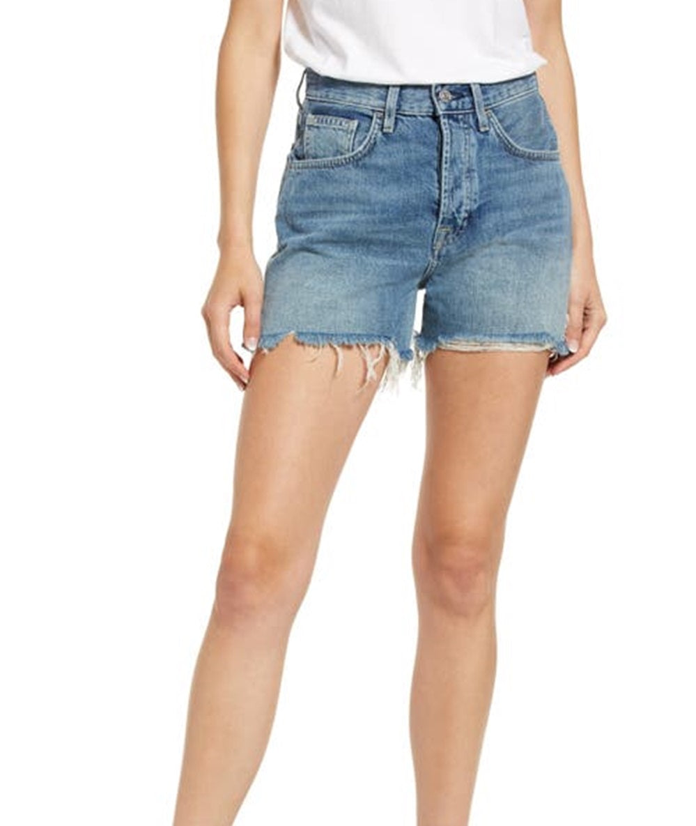 JEN7 Women's Easy Ruby High Waist Relaxed Cutoff Denim Shorts Blue Size 26
