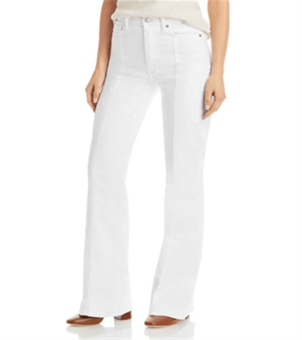 JEN7 Women's High Rise Seam Front Jeans White Size 28