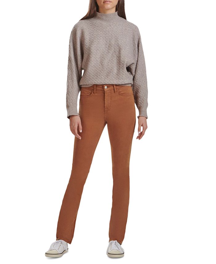 JEN7 Women's Sateen Slim Straight Leg Jeans Brown Size 0