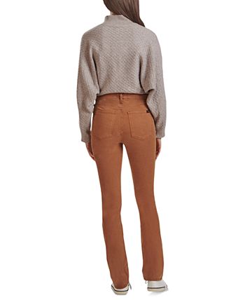 JEN7 Women's Sateen Slim Straight Leg Jeans Brown Size 0