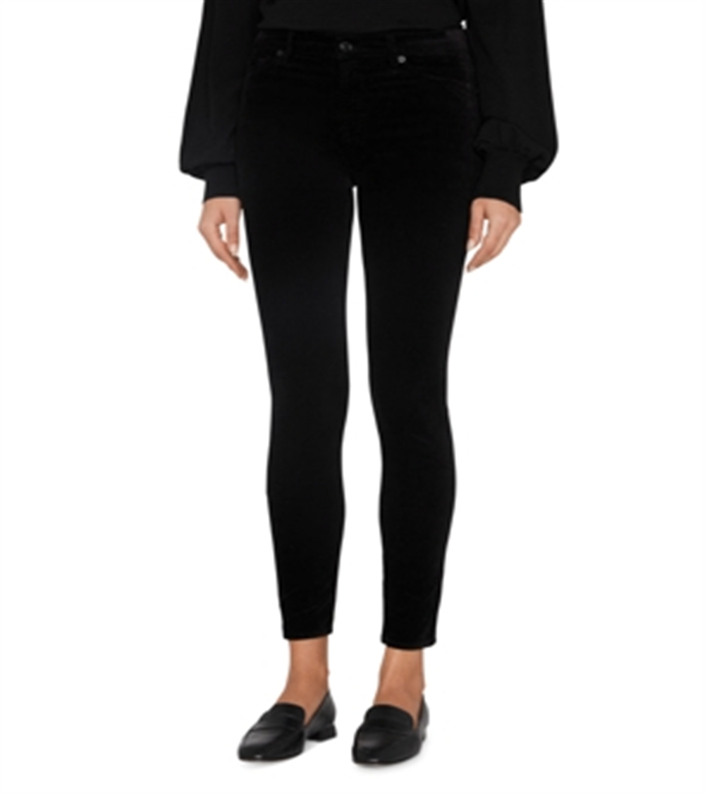 JEN7 Women's Velvet Mid Rise Ankle Skinny Jeans Black Size 29