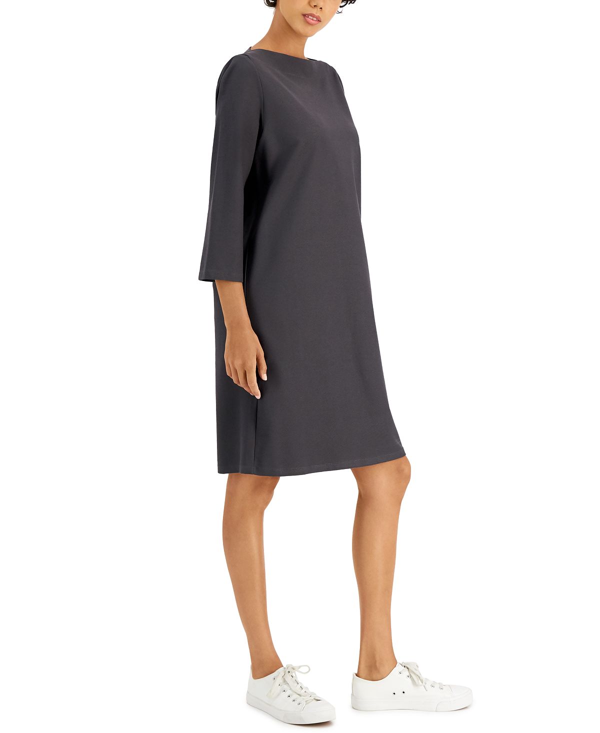 Eileen Fisher Women's Bateau Neck Shift Dress Brown Size Small
