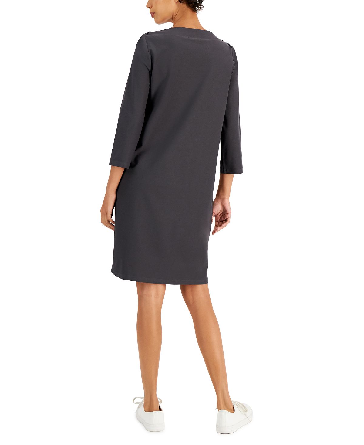 Eileen Fisher Women's Bateau Neck Shift Dress Brown Size Small