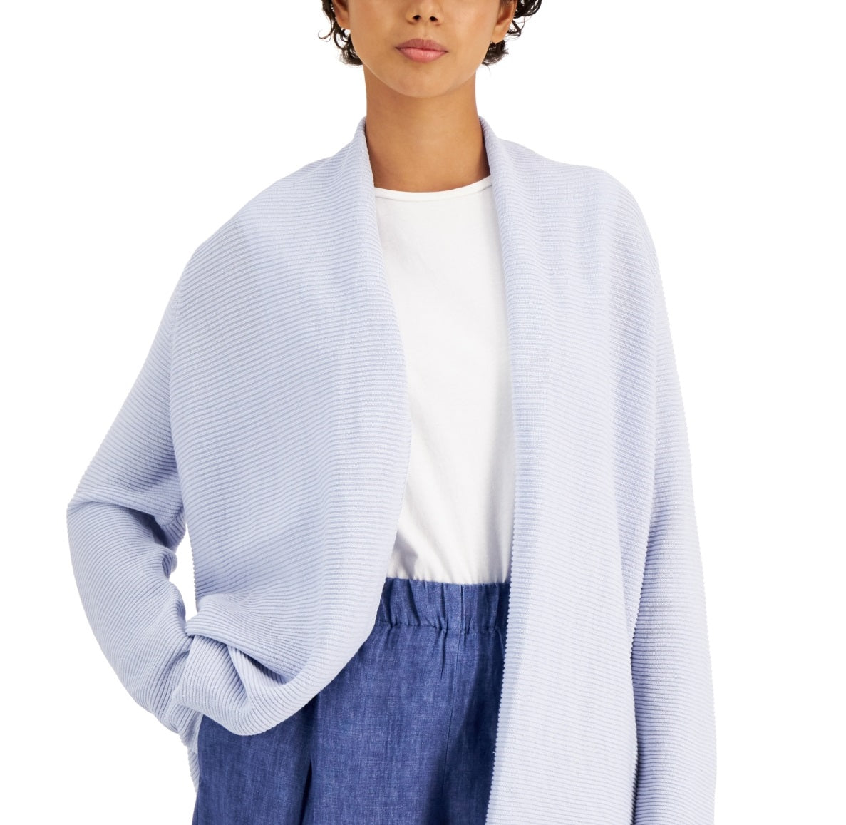 Eileen Fisher Women's Organic Linen & Cotton Cardigan Blue Size Large