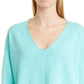 Eileen Fisher Women's V Neck Organic Linen & Cotton Sweater Blue Size Medium