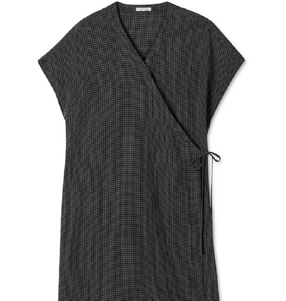 Eileen Fisher Women's Organic Linen Wrap Dress Black Size Medium