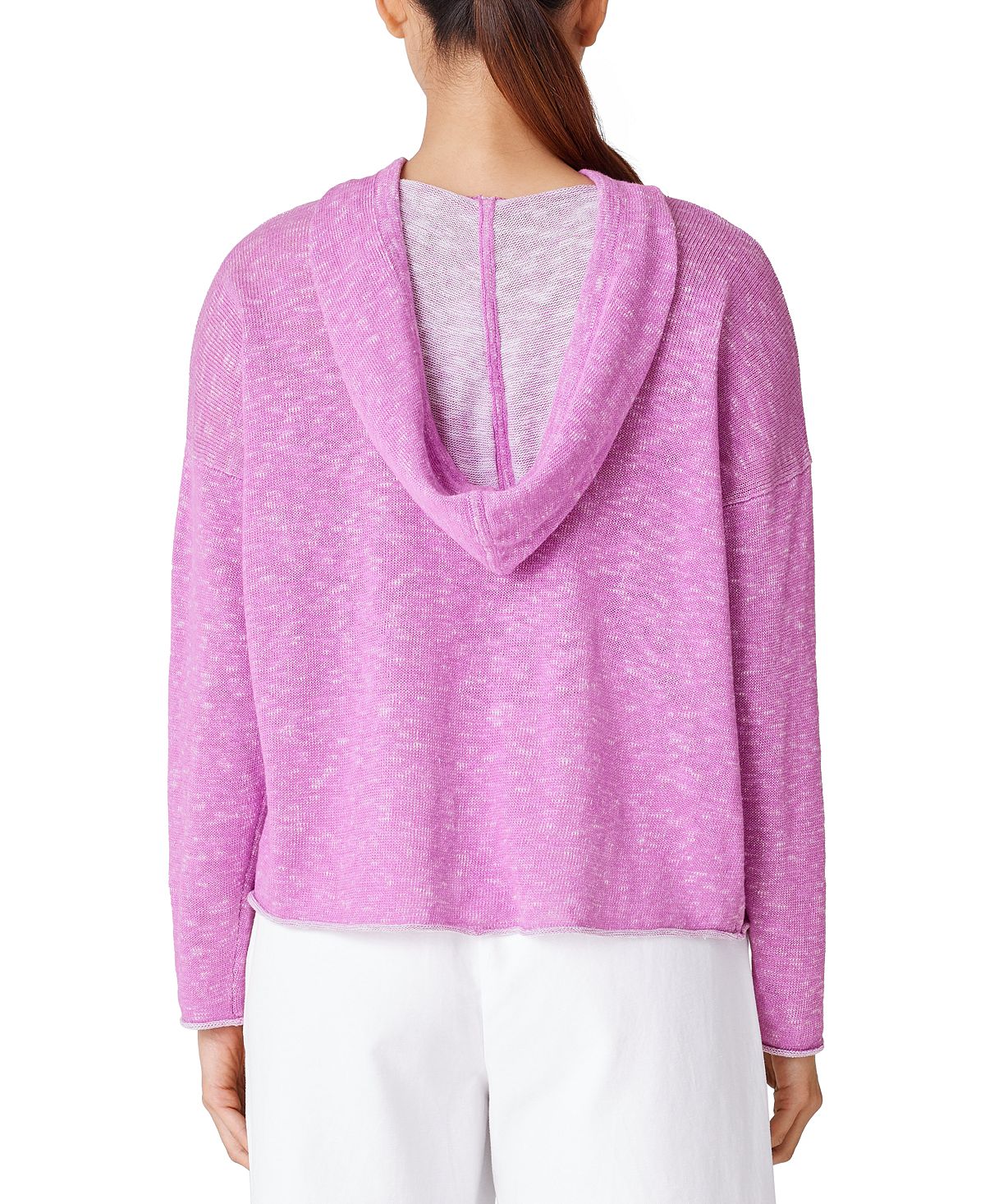 Eileen Fisher Women's Organic Linen & Organic Cotton Hooded Sweater Purple Size Small