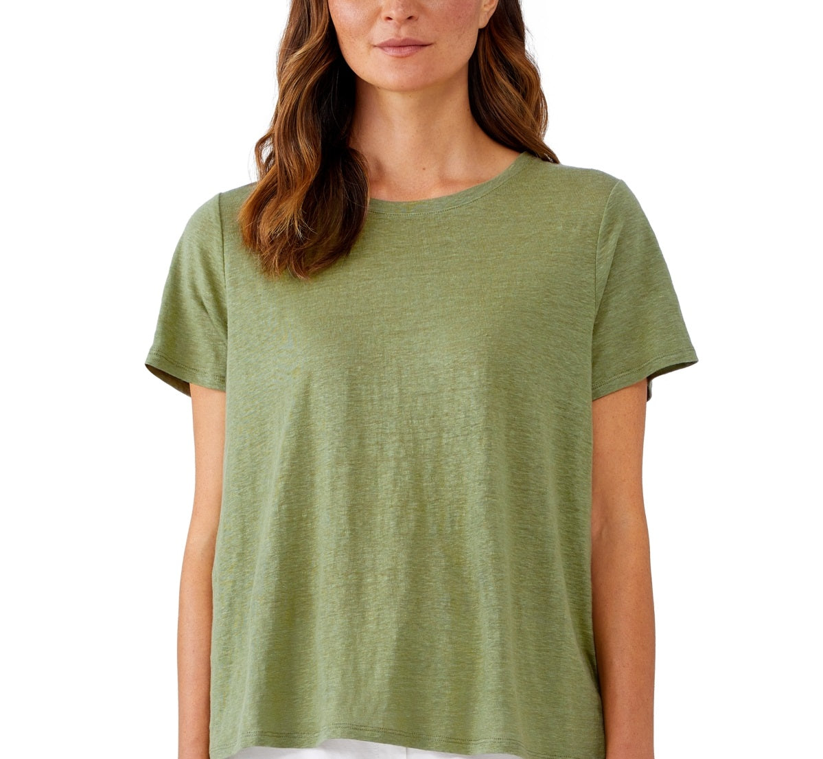 Eileen Fisher Women's Organic Linen Crewneck T-Shirt Green Size Medium