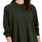 Eileen Fisher Women's Mandarin Collar Shirt Green Size Medium