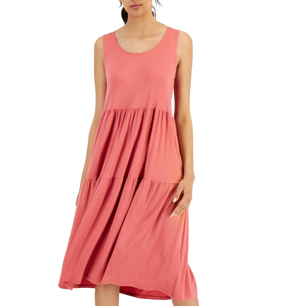 Eileen Fisher Women's Sleeveless Tiered Dress Pink Size Large