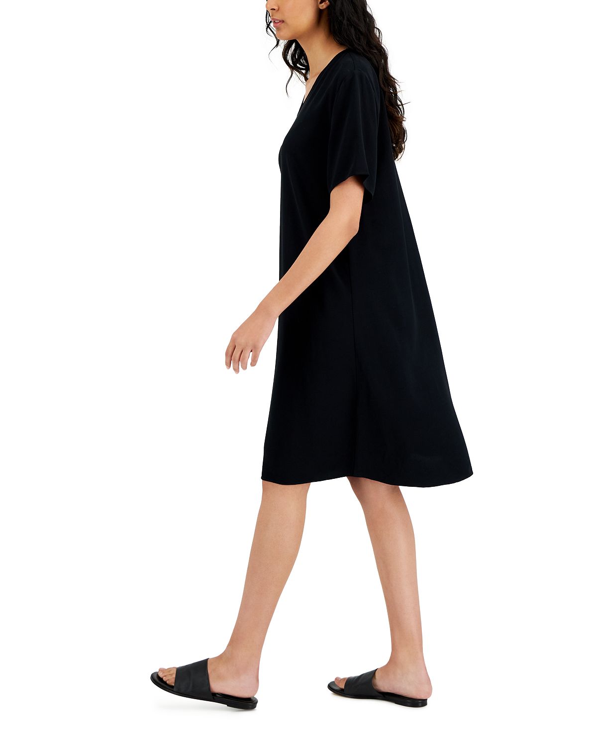 Eileen Fisher Women's V Neck Dress Black Size X-Large
