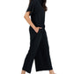 Eileen Fisher Women's Classic Collar Short Sleeve Wide Leg Jumpsuit Black Size X-Large