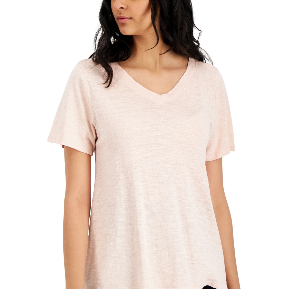 Eileen Fisher Women's V Neck Short Sleeve T-Shirt Pink Size XX-Small