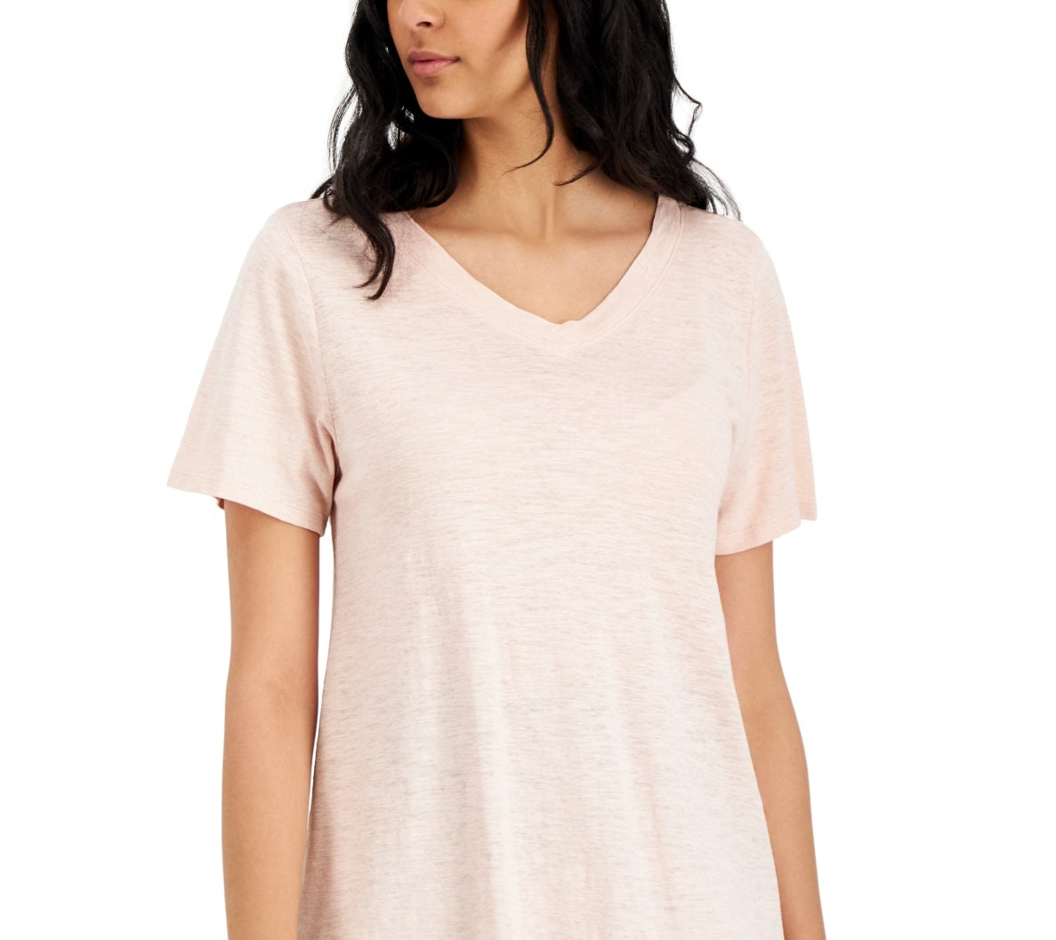 Eileen Fisher Women's V Neck Short Sleeve T Shirt Pink Size X-Small