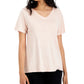Eileen Fisher Women's V Neck Short Sleeve T-Shirt Pink Size Medium