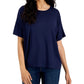 Eileen Fisher Women's Crewneck Boxy T Shirt Blue Size X-Small