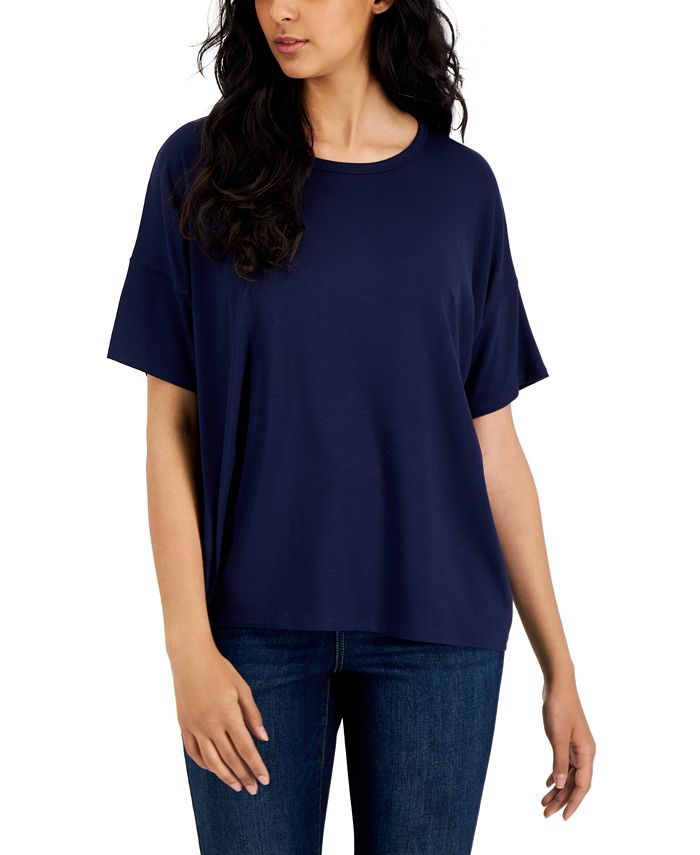 Eileen Fisher Women's Crewneck Boxy T Shirt Blue Size X-Small