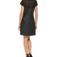 Kensie Women's Lace Trim Faux Leather Shift Dress Black Size 10