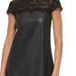 Kensie Women's Lace Trim Faux Leather Shift Dress Black Size 10