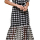 Kensie Women's Houndstooth Print Chiffon Dress Black Size 4