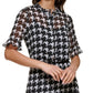 Kensie Women's Houndstooth Print Chiffon Dress Black Size 4