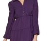Kensie Women's Collared Tiered Shift Dress Purple Size 8