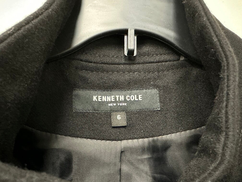 Kenneth Cole Women's Asymmetric Belted Maxi Coat Black Size 6