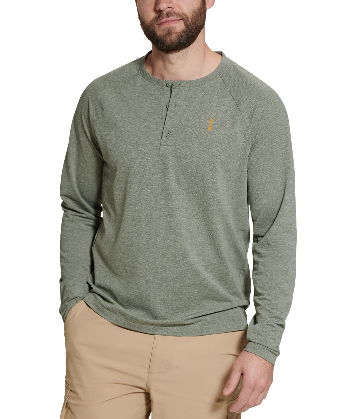 Bass Outdoor Men's Hilltop Long Sleeve Henley Green Size Medium
