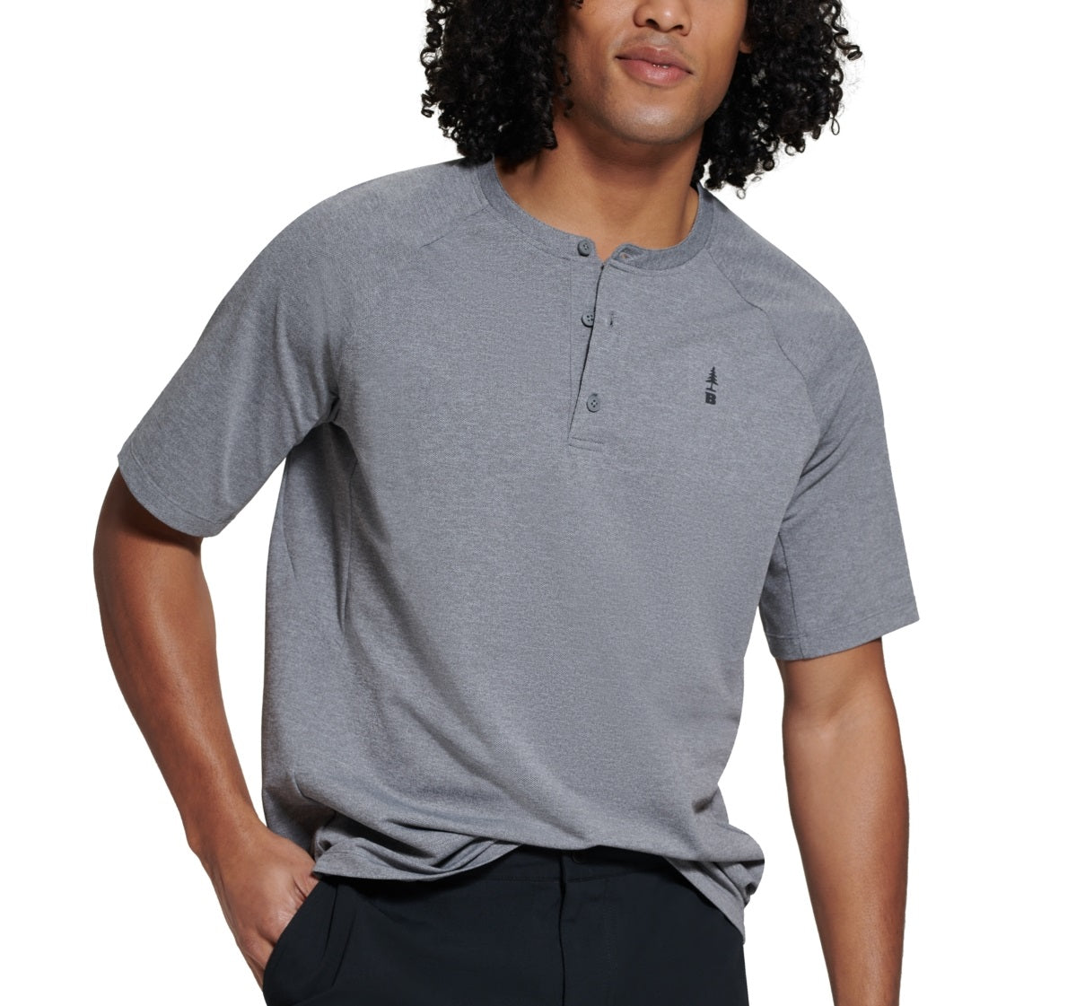 Bass Outdoor Men's Hilltop Henley Shirt Gray Size Large