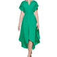 Kensie Women's Handkerchief Hem Midi Dress Green Size 12