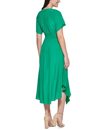 Kensie Women's Handkerchief Hem Midi Dress Green Size 10