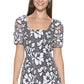 Kensie Women's Floral Lace A Line Dress Black Size 8