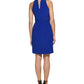 Kensie Women's Metallic Neck Faux Wrap Dress Blue Size 8
