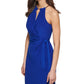 Kensie Women's Metallic Neck Faux Wrap Dress Blue Size 8