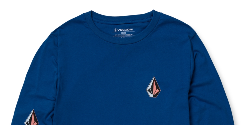 Volcom Men's Iconic Stone Long Sleeve T-shirt Blue Size Small