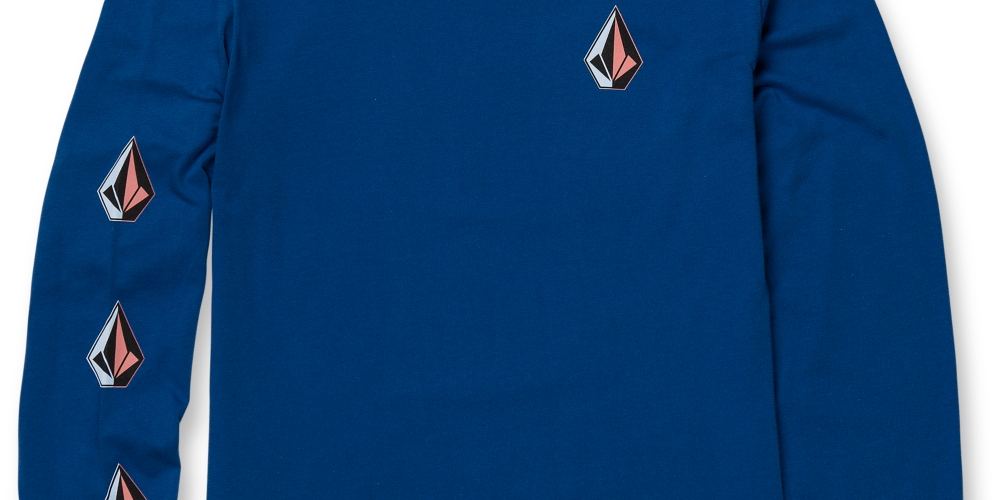 Volcom Men's Iconic Stone Long Sleeve T-shirt Blue Size Medium