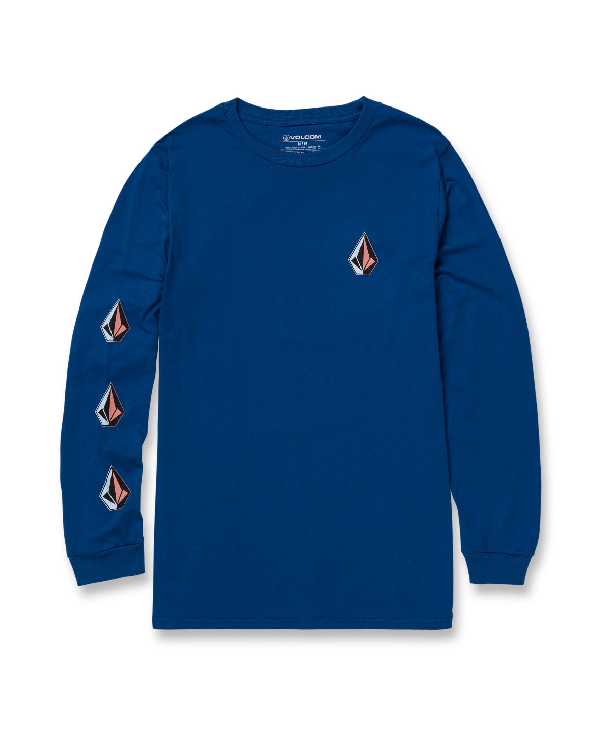 Volcom Men's Iconic Stone Long Sleeve T-shirt Blue Size Large