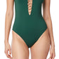 Bleu By Rod Beattie Women's Let's Get Knotty Lace Down One Piece Swimsuit Green Size 6