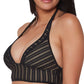 Bar III Women's Crochet Halter Bikini Top Swimsuit Black