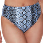 Bar III Women's Slitherin High Rise Bikini Bottoms Swimsuit Blue