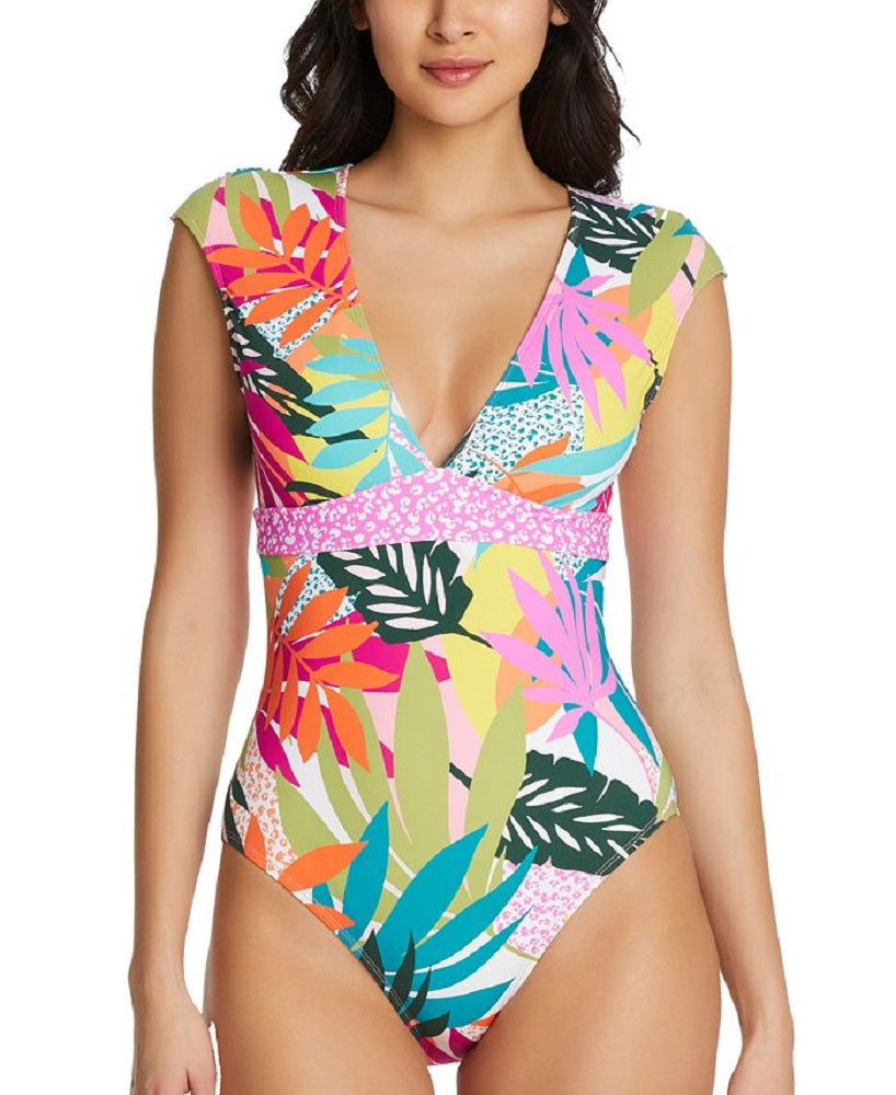 Rod Beattie Women's Cap Sleeve Mio One-Piece Swimsuit Green Size 4
