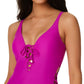 Bar III Women's Summer Lace Up One Piece Swimsuit Pink