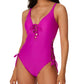 Bar III Women's Summer Lace Up One Piece Swimsuit Pink