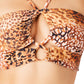 Bar III Women's Glam Cheetah Bandeau Swim Top Swimsuit Brown Size X-Small