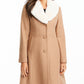 Kate Spade New York Women's Faux Fur Collar Walker Coat Brown Size Large