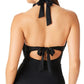 Bar III Women's Plunging Cowlneck Halter Tankini Top Swimsuit Black Size Large